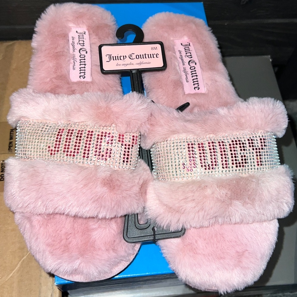 Juicy Couture Pink Furry Women's Slides
